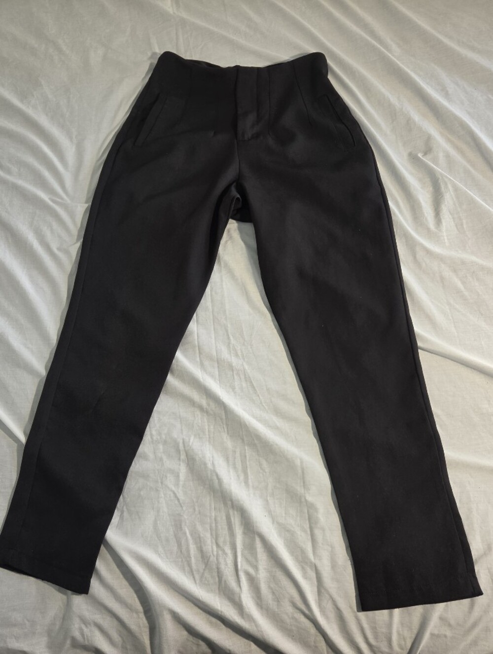 Foaused Brazilian Brand Black Pintuck Tapered Trousers High Waist Medium